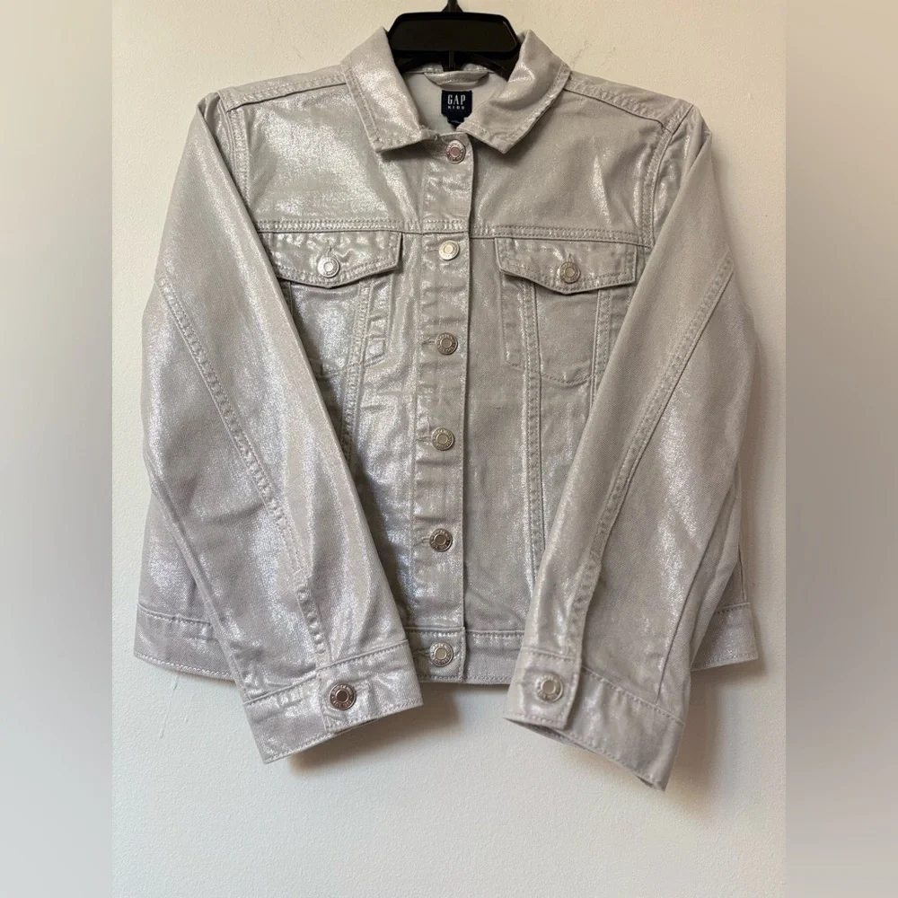GAP Shimmering Silver Denim Jacket   Size LX 12-13